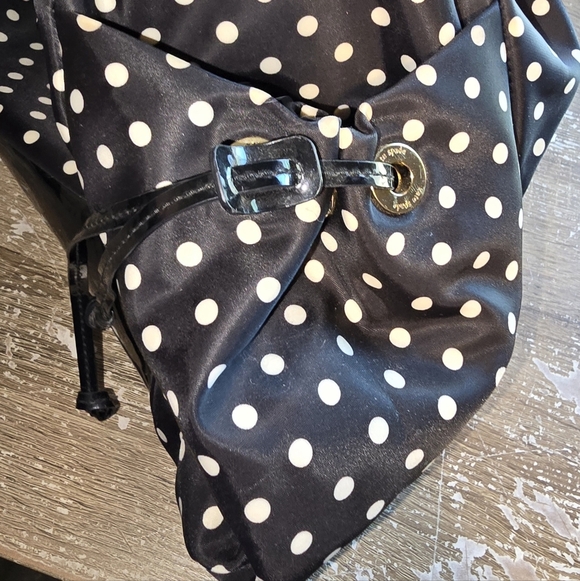 Kate Spade Stevie Baby Bag Large Black & White Polka Dot Nylon Diaper Bag Purse - Picture 6 of 14